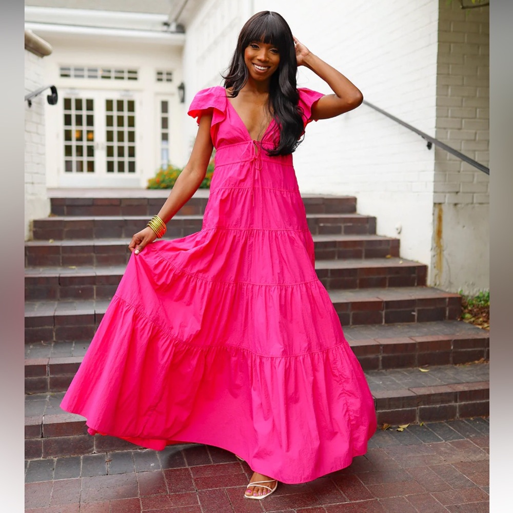 BuddyLove Holland Tiered Maxi Dress - Raspberry NWT